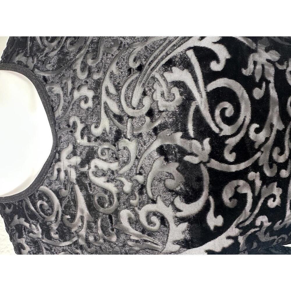 VTG Karen Kane Velvet Burnout Top Sz S Petite Gothic Black Romantic Whimsigoth - Picture 2 of 5